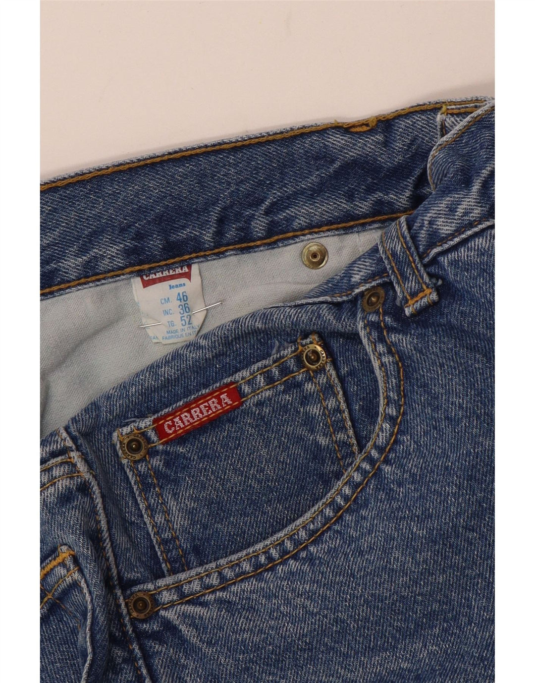 Carrera Mens Straight Jeans W36 L33 Azul Algodão