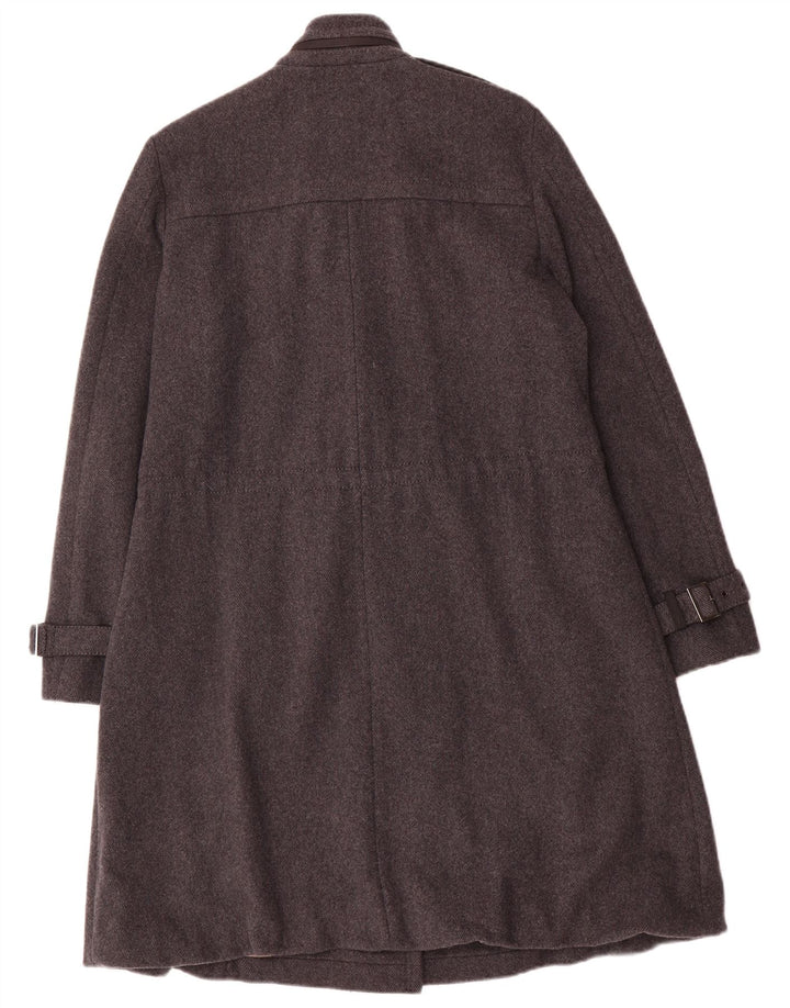 Casaco feminino militar duplo breasted Marella Reino Unido 10 lã cinza pequena