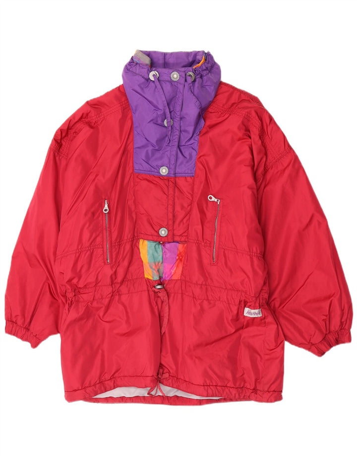 Jaqueta de esqui vintage feminina de grandes dimensões IT 44/46 Medium Red Colourblock