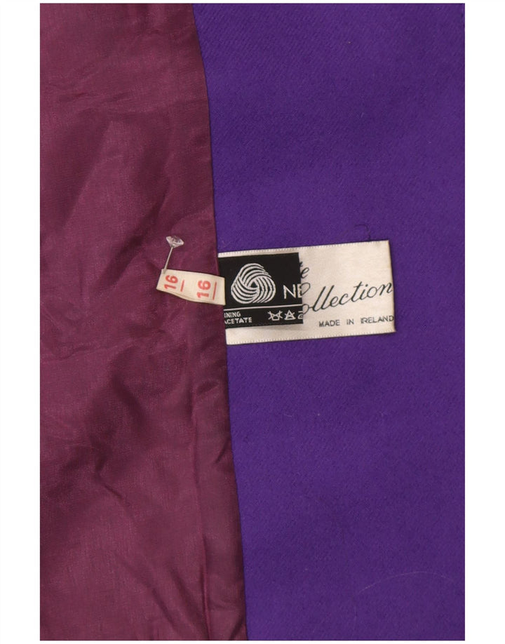 Casaco feminino vintage oversized com peito duplo Reino Unido 16 grande lã roxa