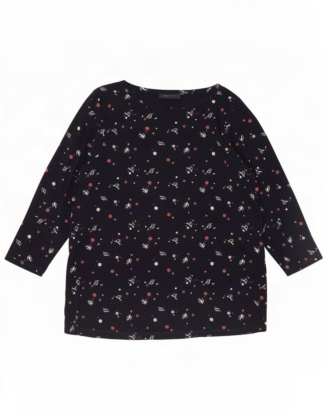 Top feminino Marks & Spencer com padrão abstrato manga 3/4 Reino Unido 20 2XL azul marinho
