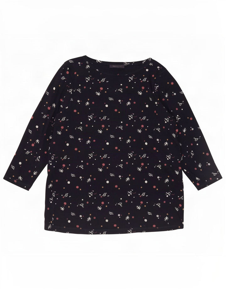 Top feminino Marks & Spencer com padrão abstrato manga 3/4 Reino Unido 20 2XL azul marinho