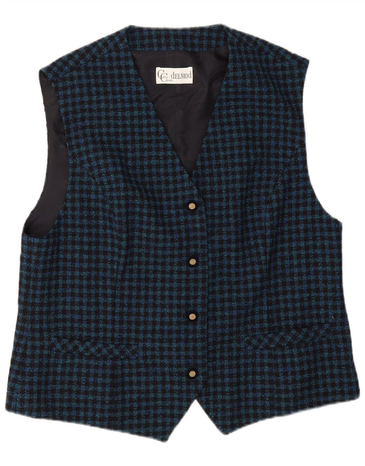 Colete feminino Delmod EU 44 XL azul marinho guingão nova lã