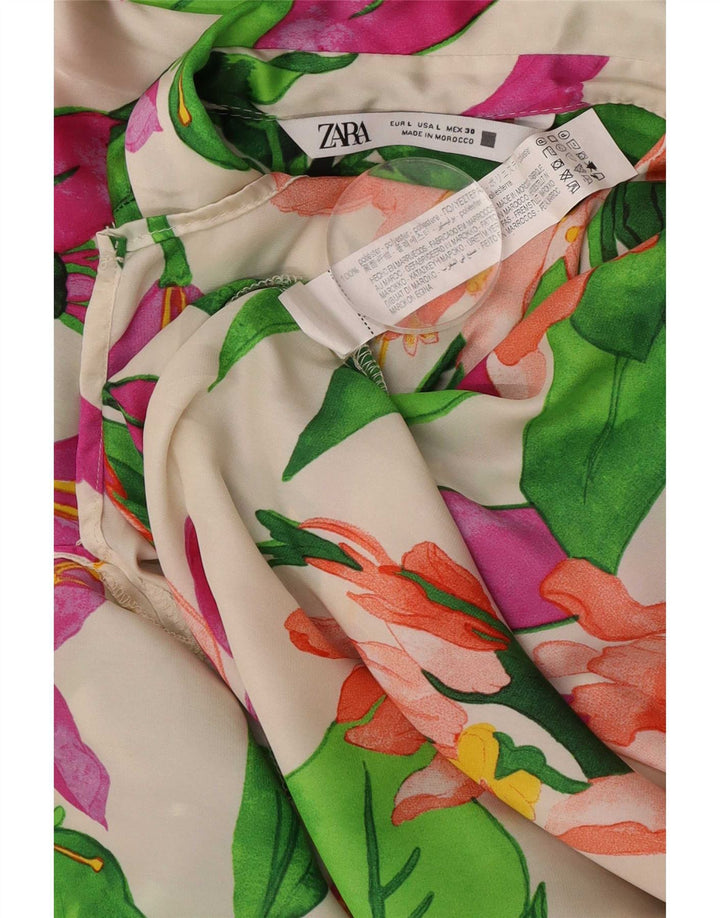 Zara blusa feminina oversized UK 16 grande floral multicolorida