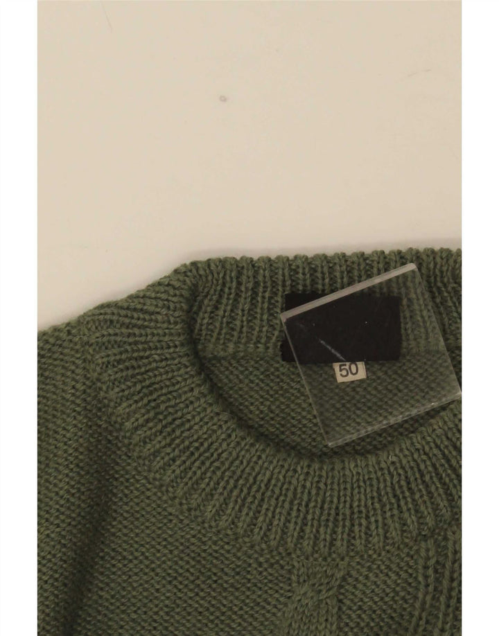 Suéter vintage masculino com gola redonda IT 50 verde médio