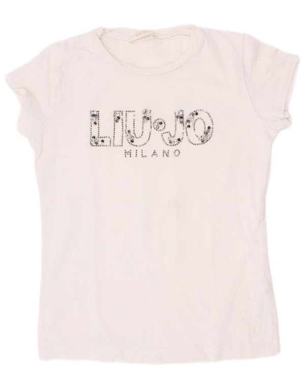 Camiseta feminina Liu Jo com estampa gráfica 6-7 anos algodão branco