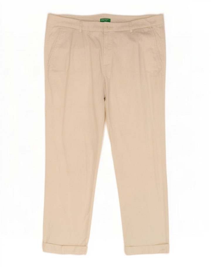 Calça feminina cortada reta Benetton W32 L25 branca