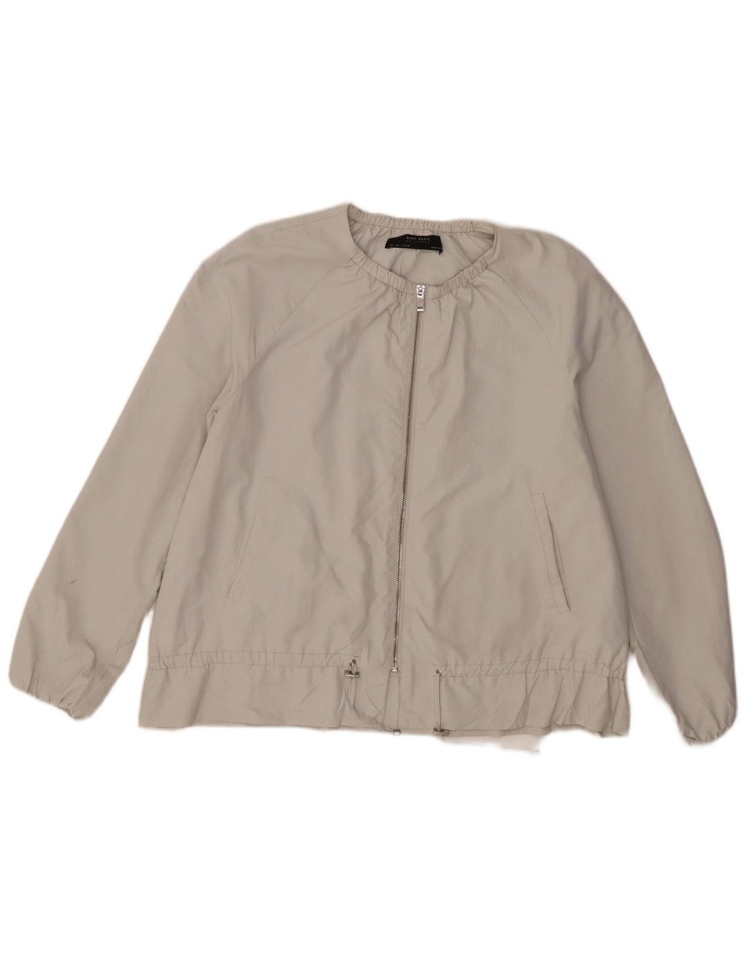 Jaqueta bomber feminina Zara UK 16 grande poliéster cinza
