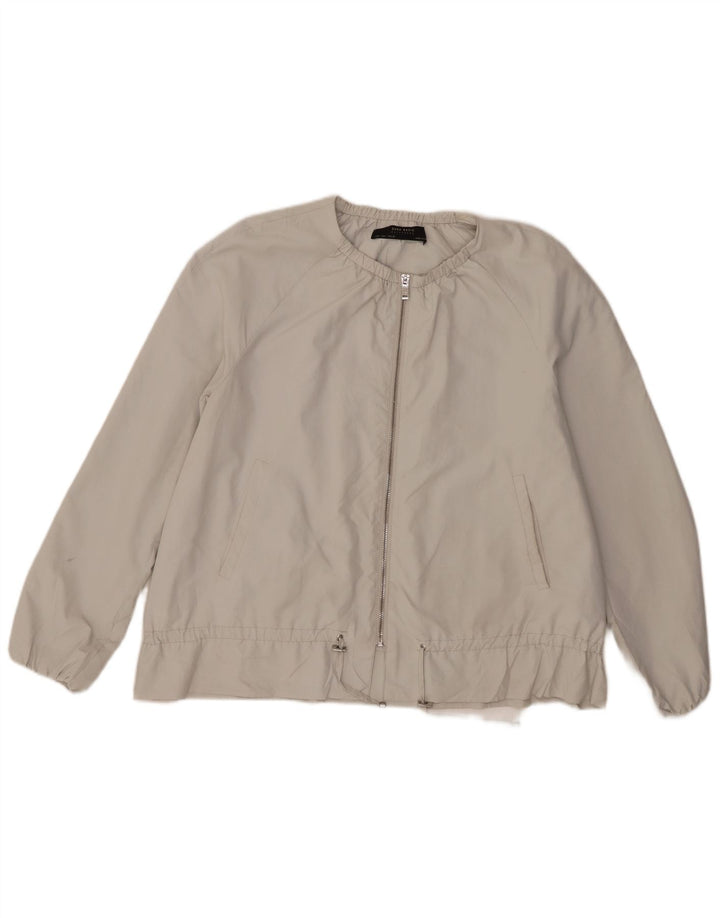 Jaqueta bomber feminina Zara UK 16 grande poliéster cinza