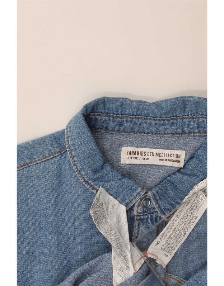 Camisa jeans Zara Boys 13-14 anos azul algodão