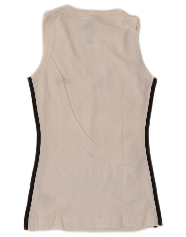 Adidas Womens Vest Top UK 8 Pequeno Algodão Branco