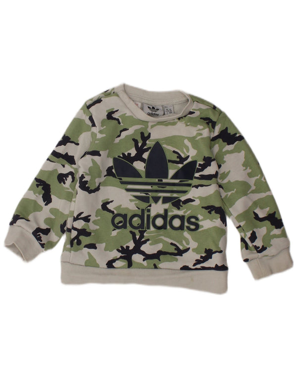 ADIDAS Baby Boys Graphic Sweatshirt Jumper 6-9 Meses Verde Camuflagem