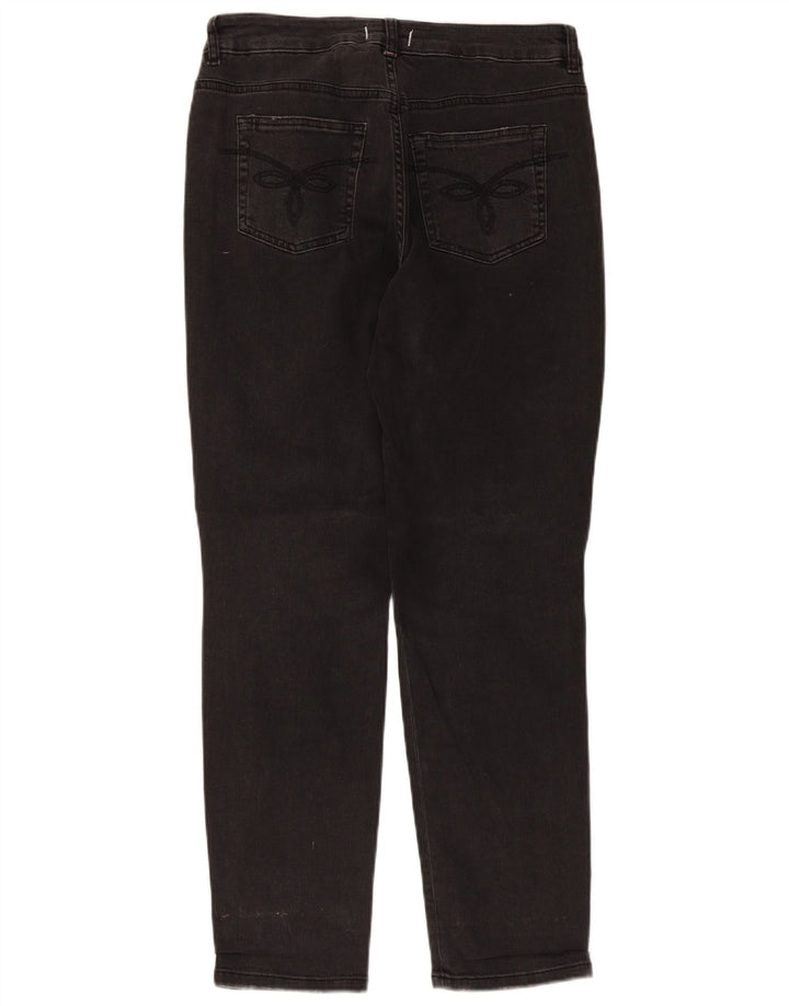 Calça jeans feminina Ted Baker desgastada slim W28 L28 algodão preto