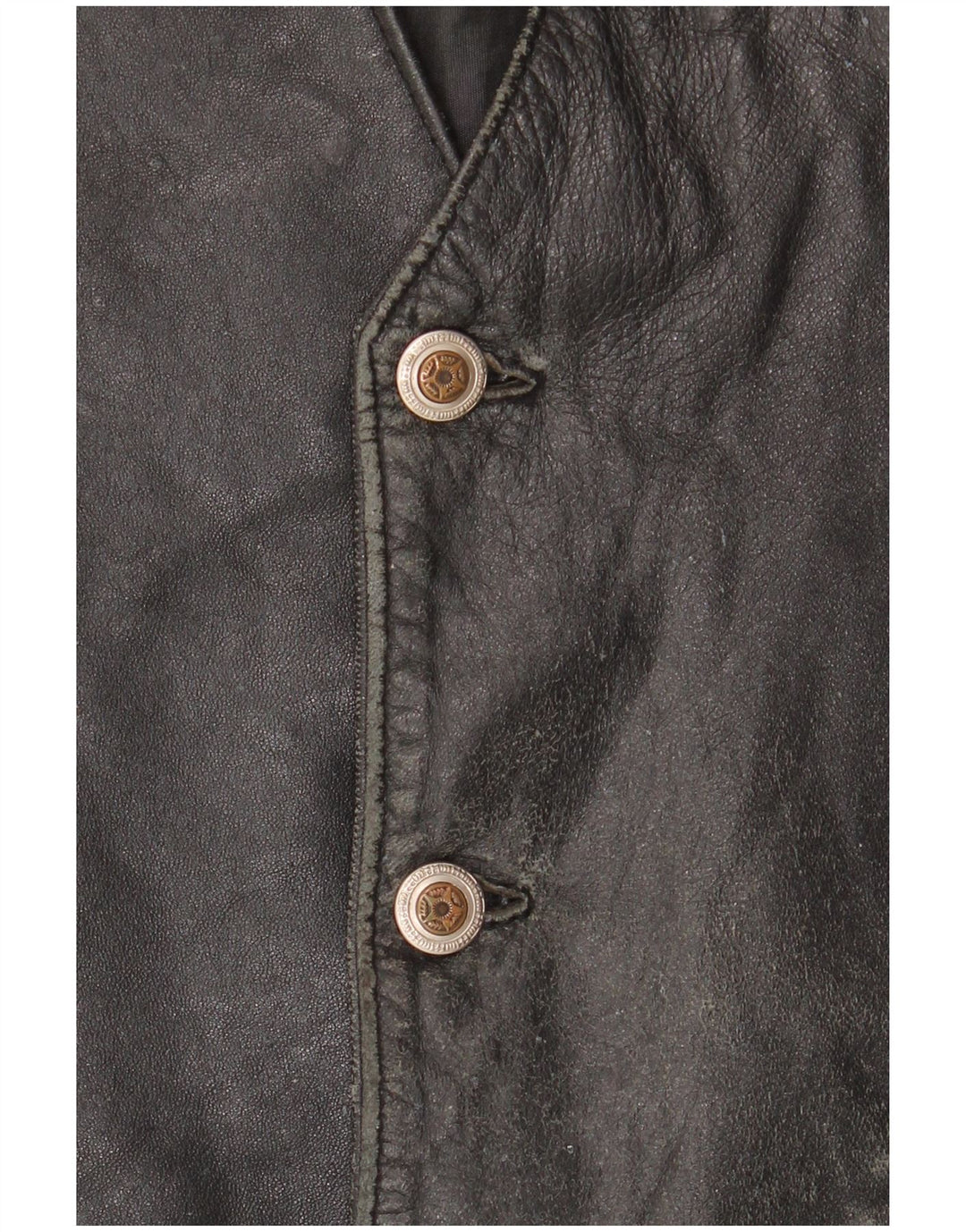 Colete de couro masculino VINTAGE IT 52 grande couro preto