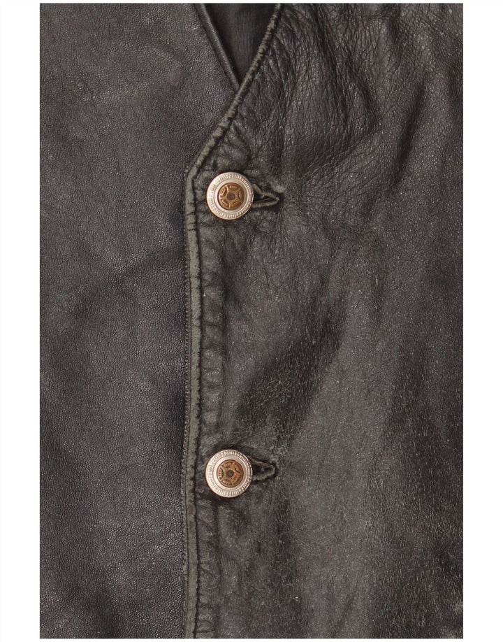 Colete de couro masculino VINTAGE IT 52 grande couro preto