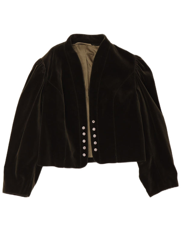 Trachten Gerlach Womens Velvet Bolero Jacket EU 44 XL Khaki Cotton