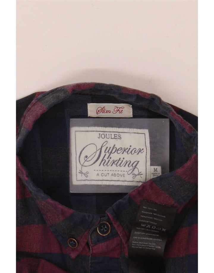 Joules Camisa masculina de flanela slim fit médio algodão gingham cor de vinho