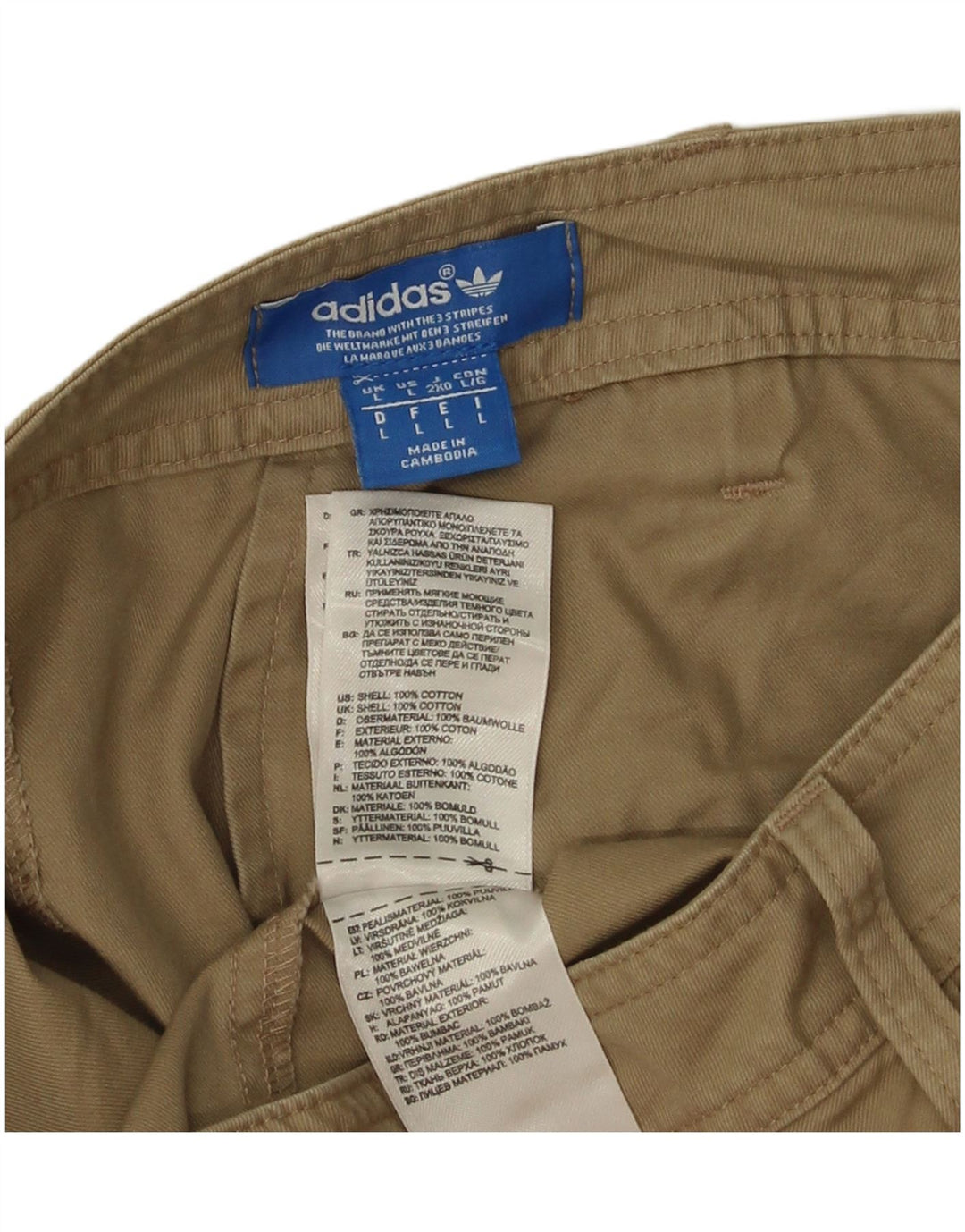 Adidas Mens Chino Shorts Grande W38 Algodão Cáqui
