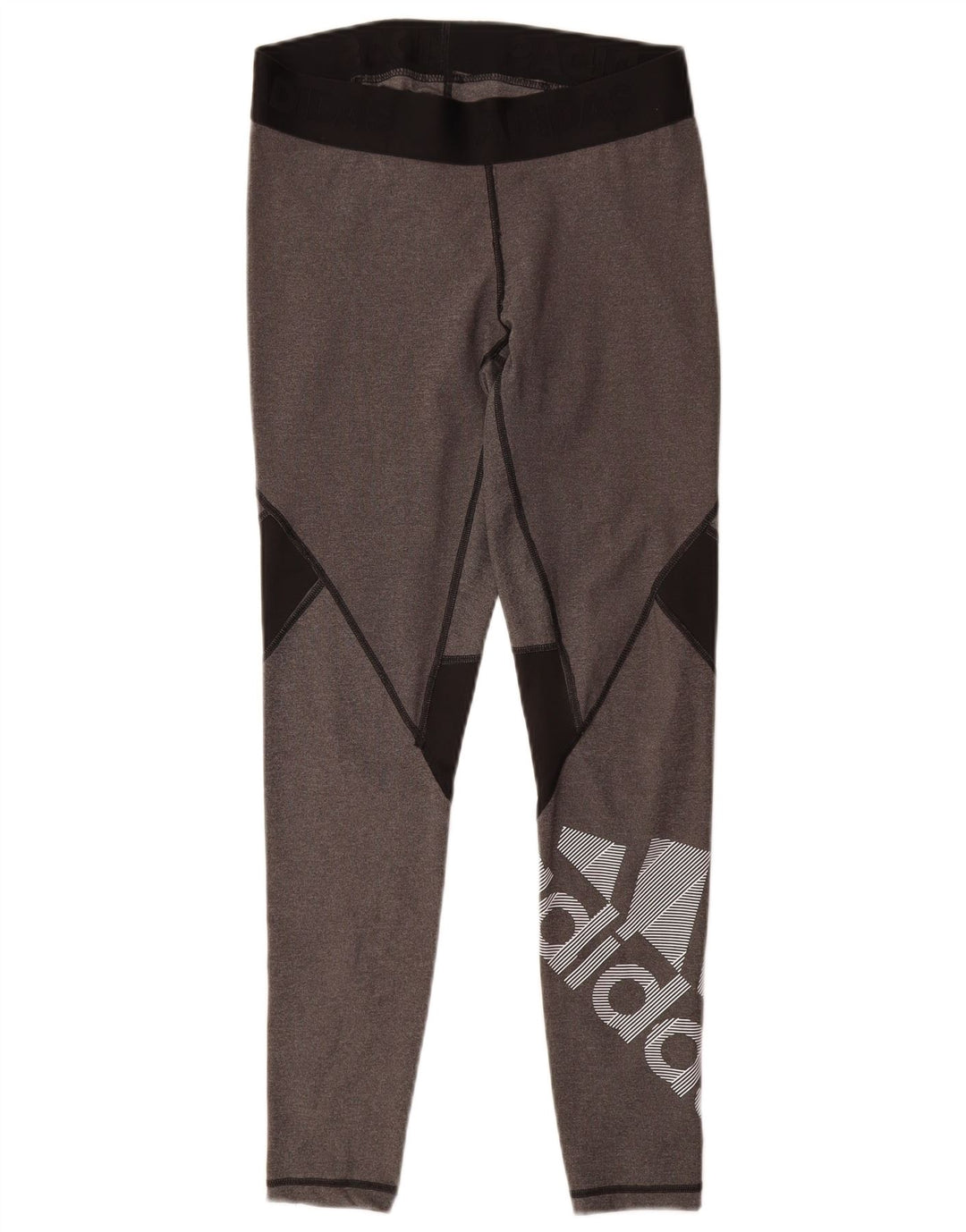 Leggings Adidas Femininas UK 12/14 Cinza Médio Colourblock Poliéster