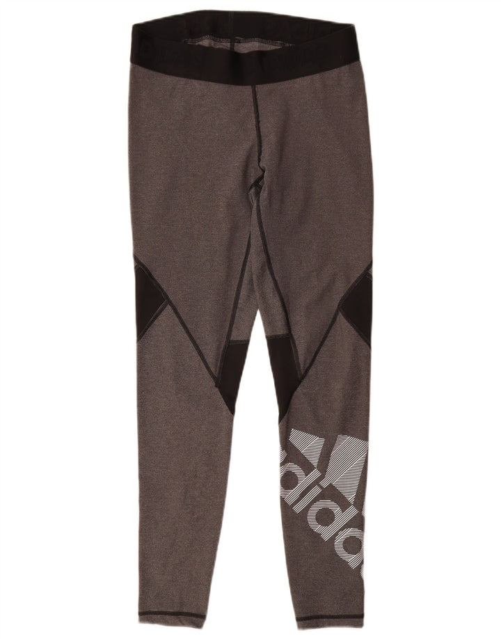 Leggings Adidas Femininas UK 12/14 Cinza Médio Colourblock Poliéster