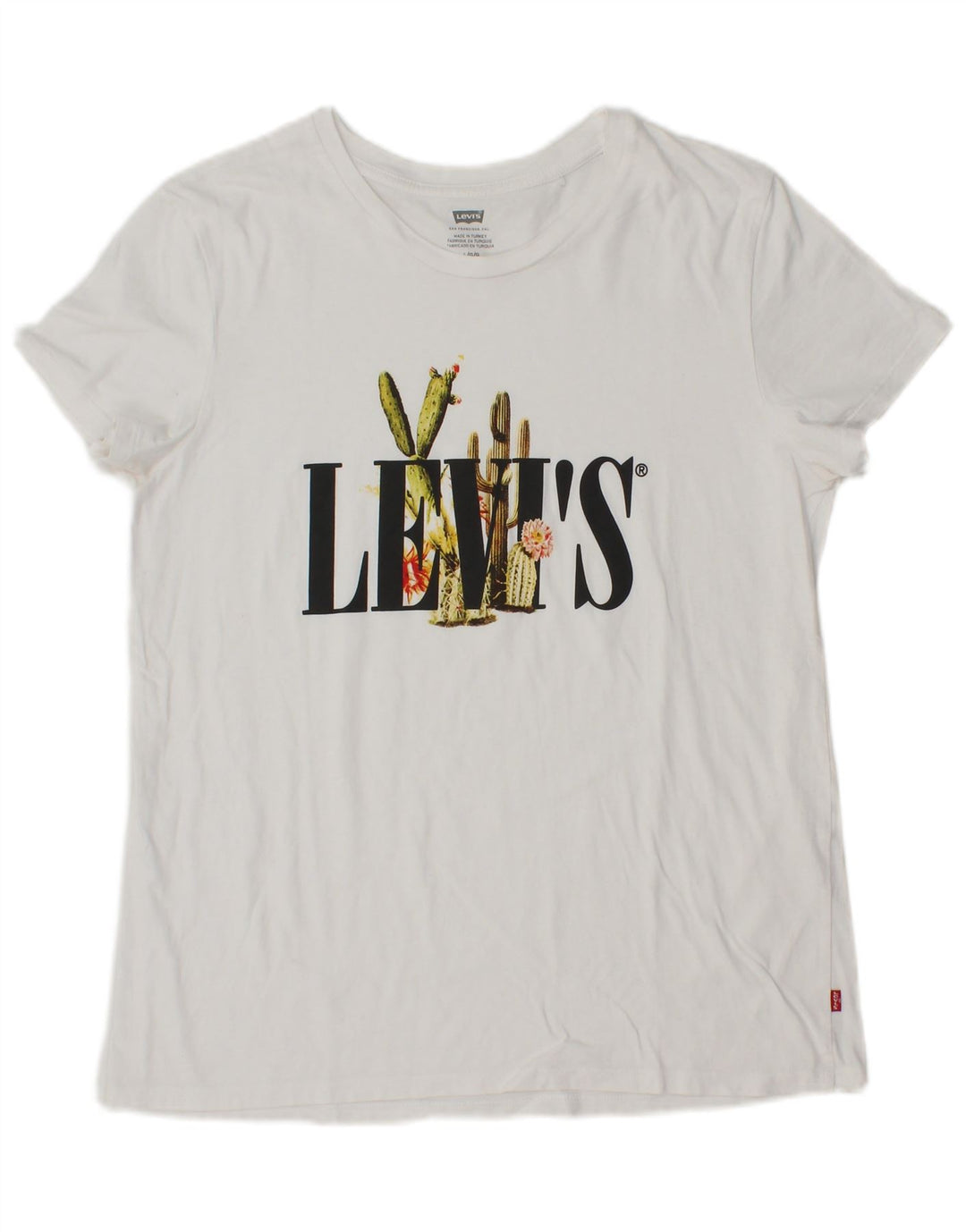 Camiseta feminina gráfica LEVI'S UK 14 grande branca