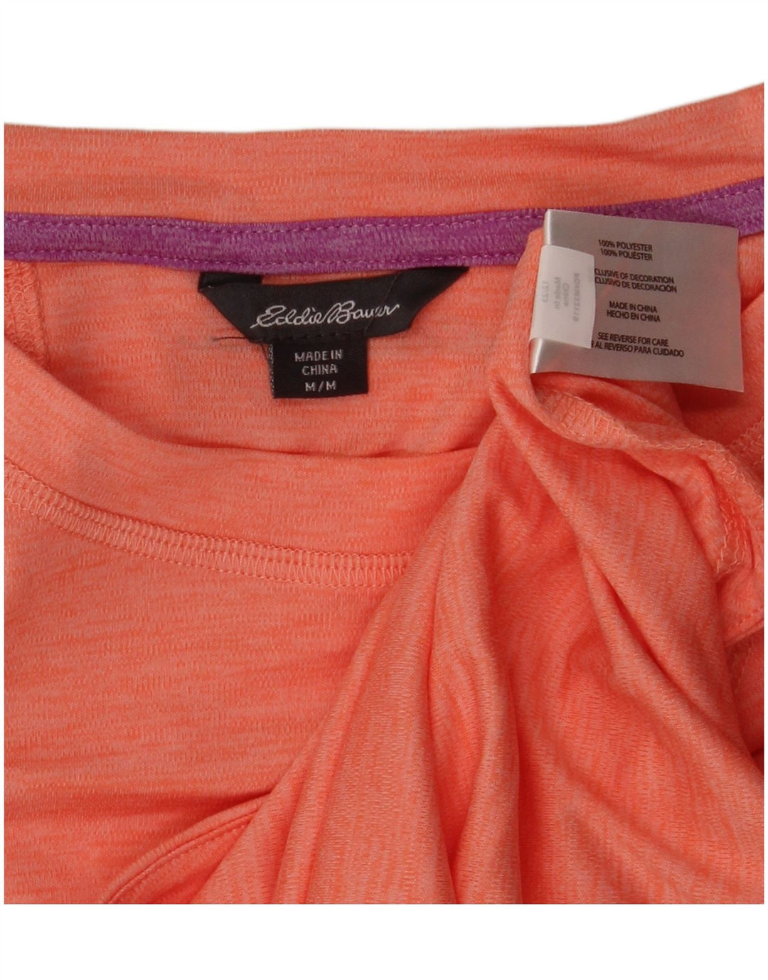 Camiseta feminina EDDIE BAUER UK 14 poliéster rosa médio