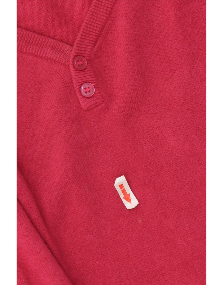 Suéter feminino Marks & Spencer com decote em V Reino Unido 16 grande rosa