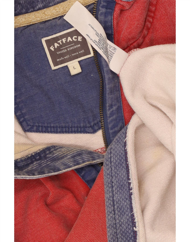 Fat Face Masculino Zip Neck Moletom Jumper Grande Algodão Vermelho