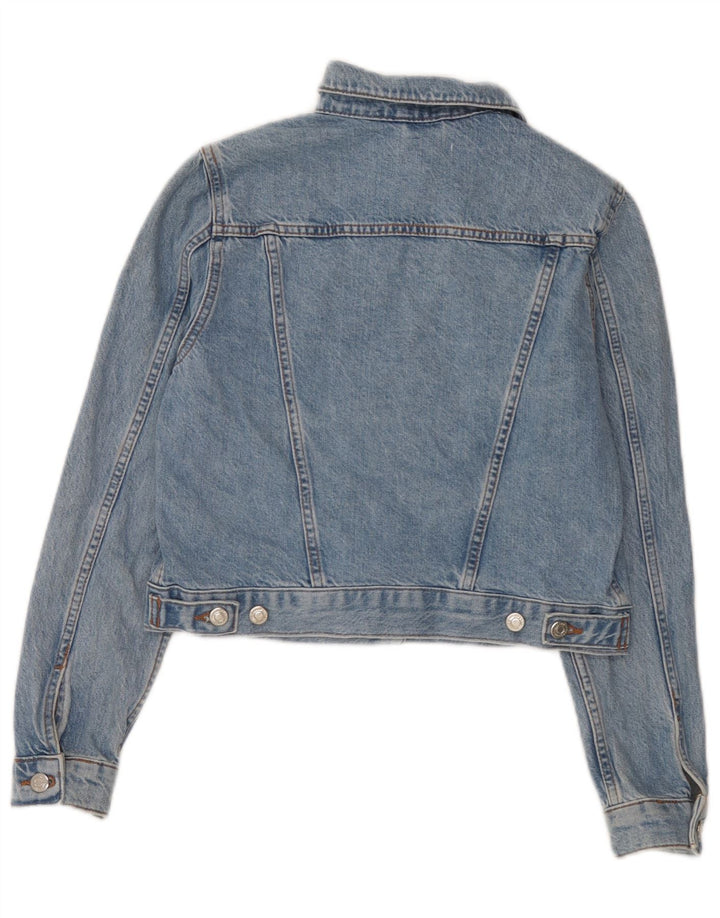 Jaqueta jeans feminina Topshop UK 8 algodão azul pequeno