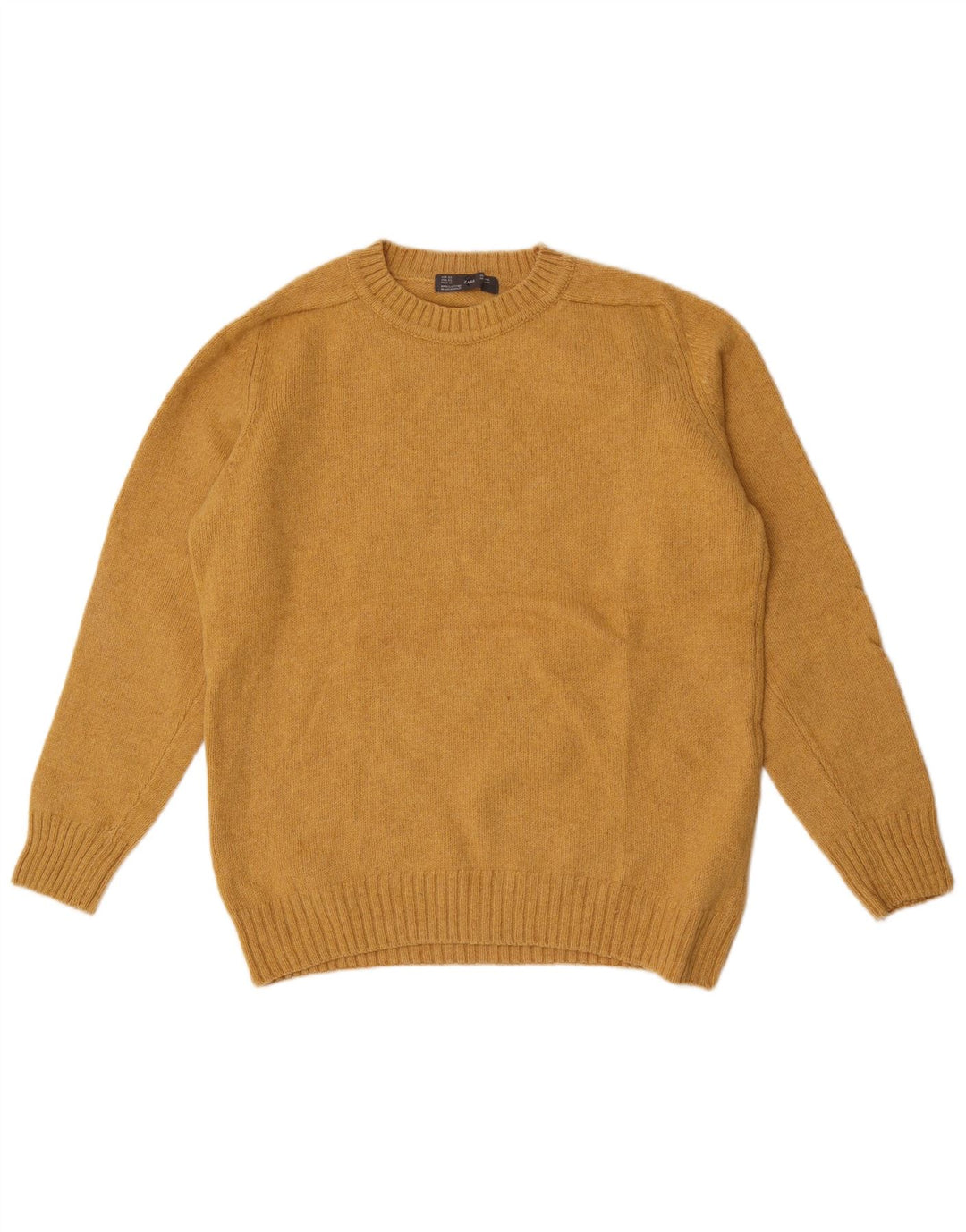 Zara Suéter masculino com gola redonda XL lã amarela