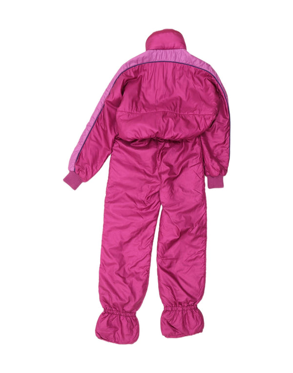 Ellesse Macacão de esqui feminino 11-12 anos rosa colorblock nylon retrô