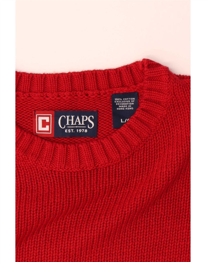 Suéter masculino Chaps com gola redonda, grande algodão vermelho