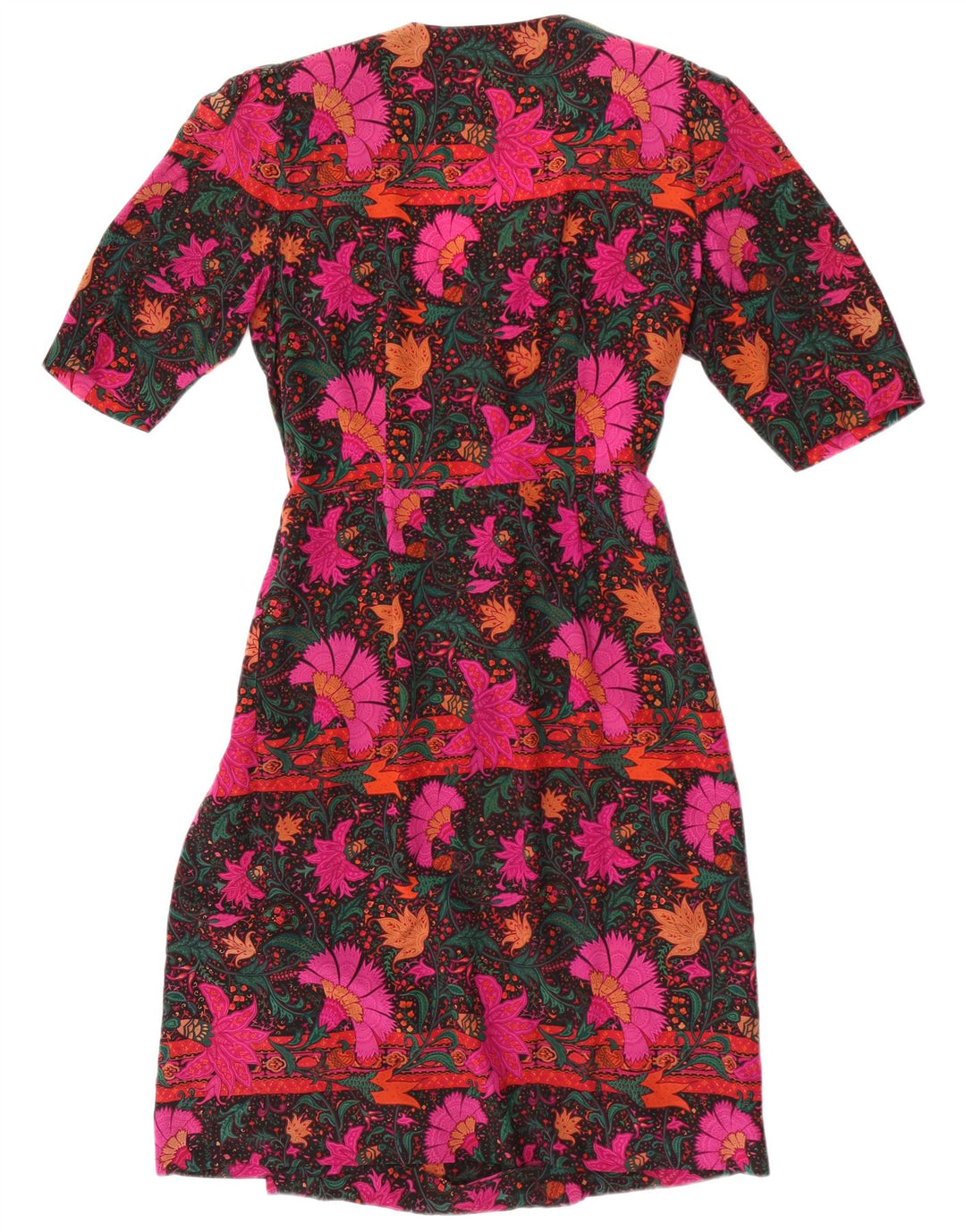 Vestido vintage feminino linha A UK 14 médio floral multicolorido