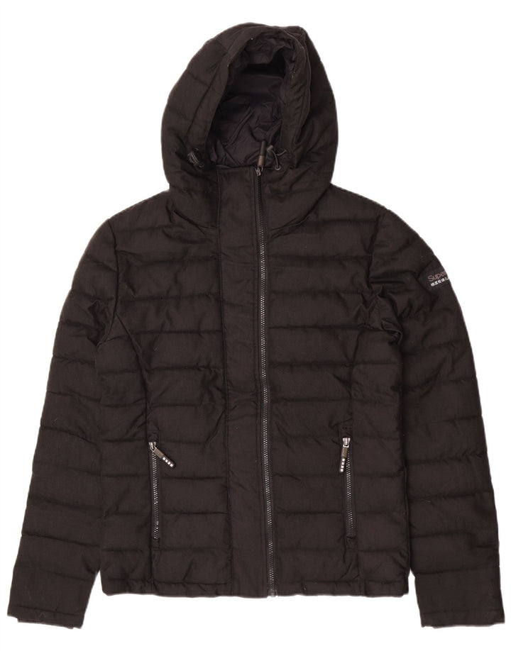 Jaqueta acolchoada com capuz masculina Superdry UK 38 poliéster preto médio