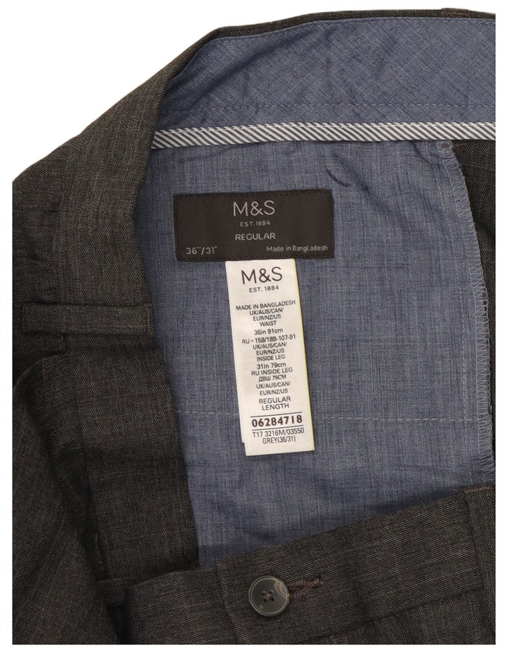 Calça masculina de terno reto MARKS & SPENCER W36 L31 poliéster cinza