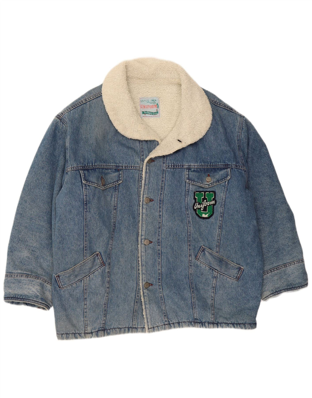 Jaqueta jeans masculina UNIFORM Sherpa UK 42 XL azul