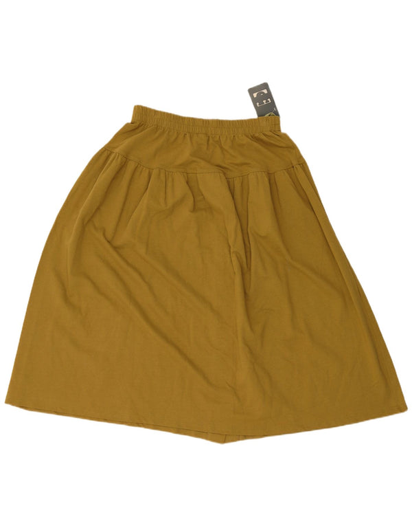 Saia feminina vintage evasê UK 44/46 médio W32 algodão cáqui
