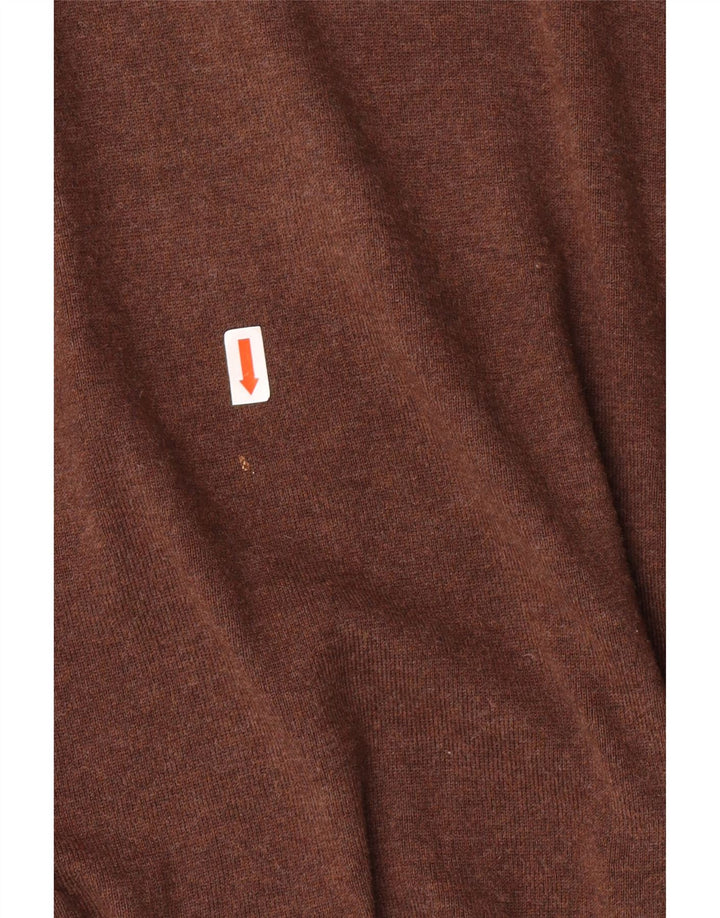 Suéter masculino POLO RALPH LAUREN com decote em V XL de algodão marrom