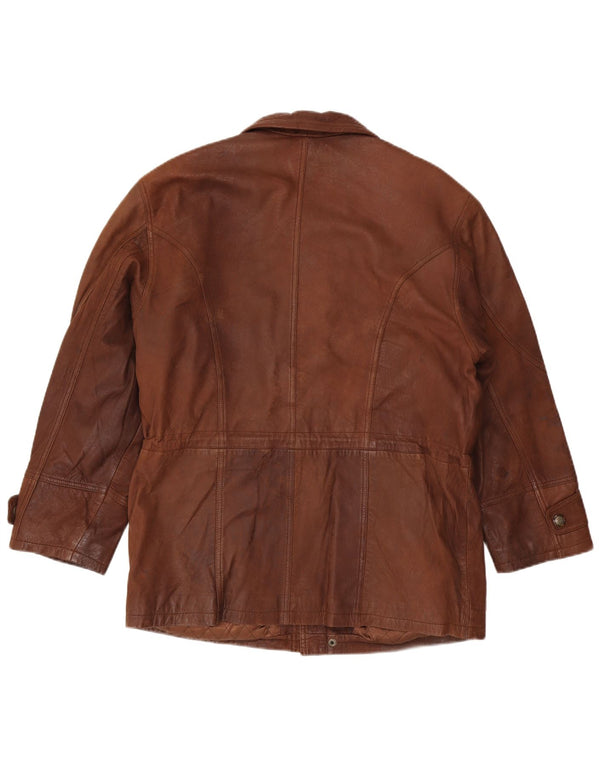 Jaqueta de couro masculina vintage IT 50 grande marrom