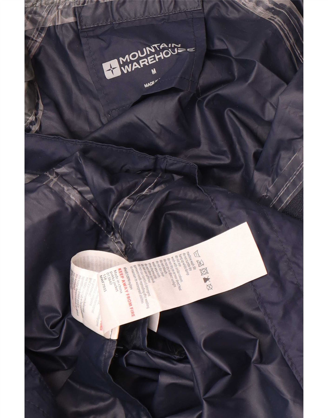 Jaqueta de chuva masculina com capuz Mountain Warehouse Reino Unido 38 nylon azul marinho médio