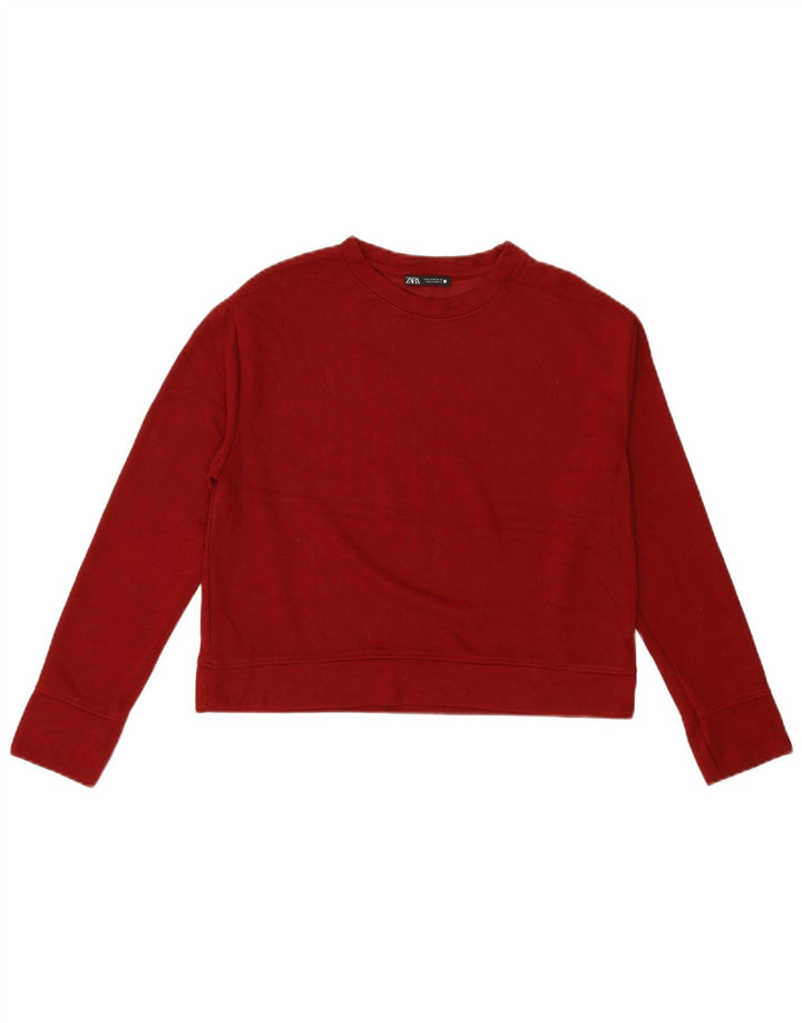 ZARA moletom feminino cropped UK 14 médio Borgonha