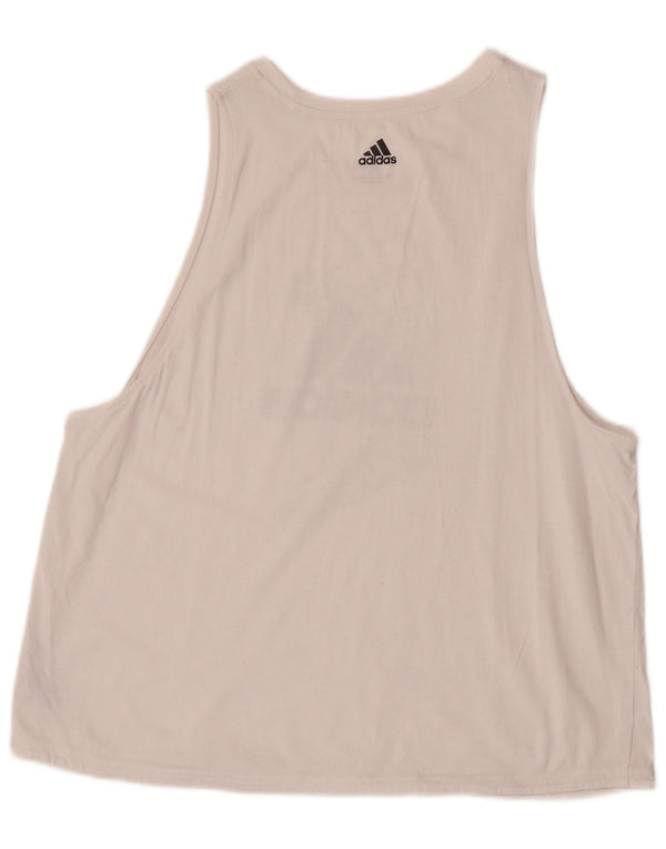 Adidas Womens Graphic Vest Top UK 16/18 Grande Algodão Branco