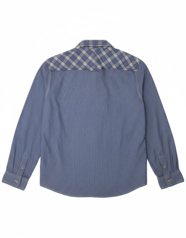 Camisa masculina BEN SHERMAN 8-9 anos algodão xadrez azul