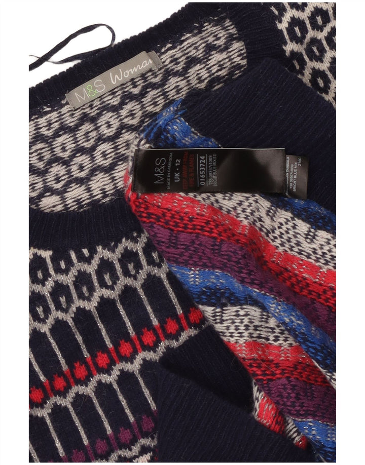 Suéter feminino Marks & Spencer com gola redonda Reino Unido 12 médio multicolorido