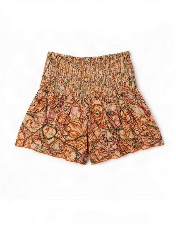 Zara Shorts feminino casual médio W28 multicolorido paisley viscose