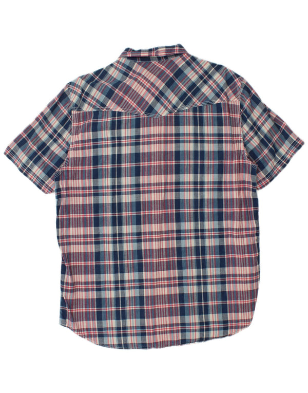 Camisa masculina de manga curta Rifle XL algodão xadrez azul