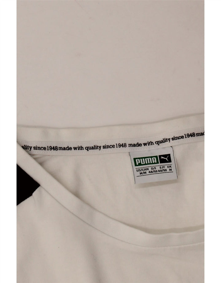 Camiseta masculina PUMA Top médio branco colorblock algodão