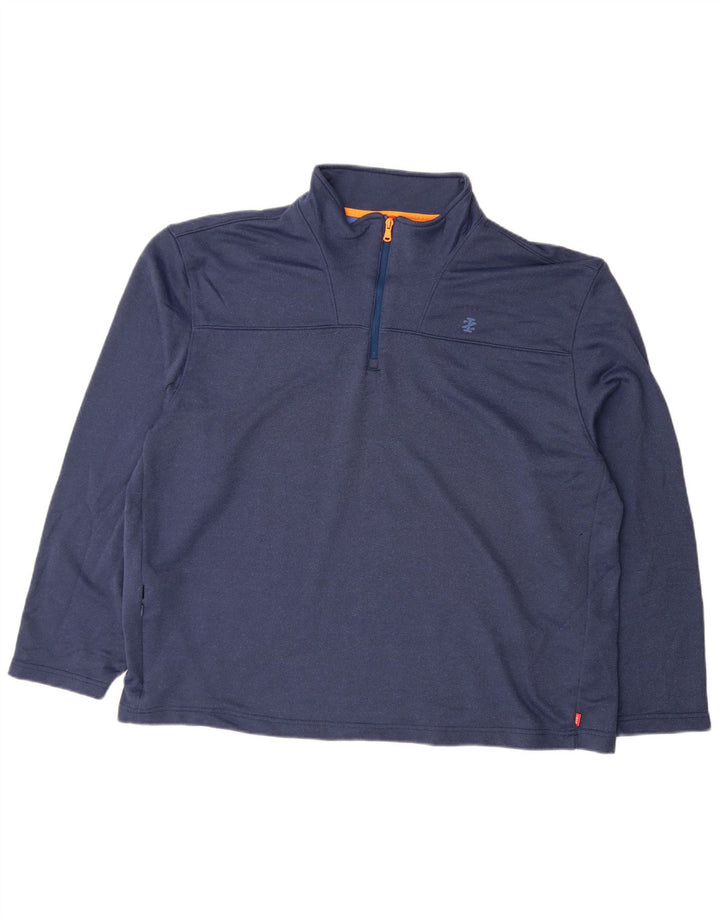 Suéter masculino Izod com zíper e gola 2XL poliéster azul marinho