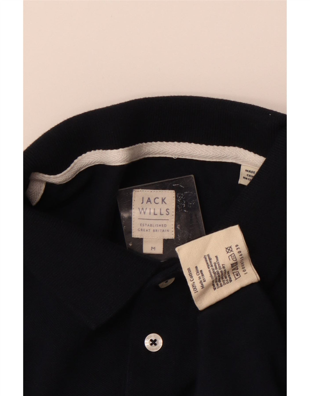 Camisa polo masculina JACK WILLS de algodão azul marinho médio
