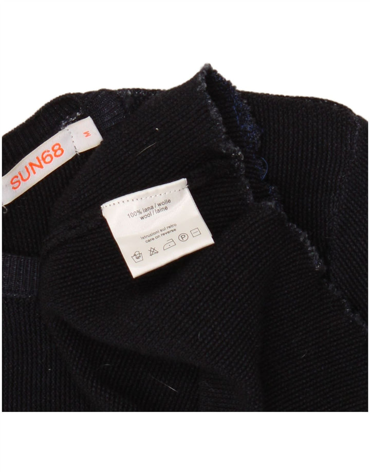 Sun68 Vestido feminino de malha A-Line Reino Unido 14 Lã azul marinho médio